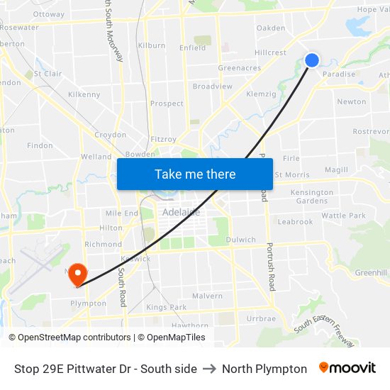 Stop 29E Pittwater Dr - South side to North Plympton map