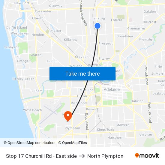 Stop 17 Churchill Rd - East side to North Plympton map