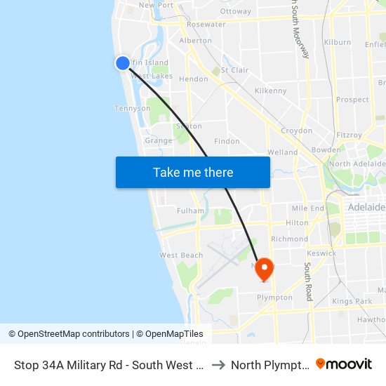 Stop 34A Military Rd - South West side to North Plympton map