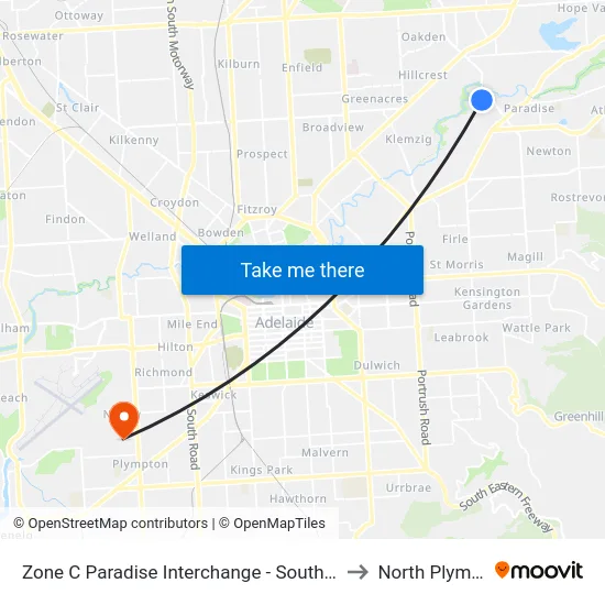 Zone C Paradise Interchange - South East side to North Plympton map
