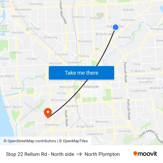 Stop 22 Rellum Rd - North side to North Plympton map