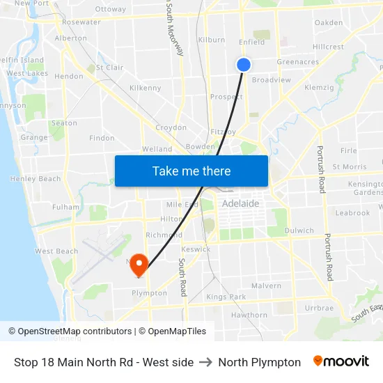 Stop 18 Main North Rd - West side to North Plympton map