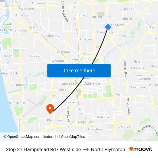 Stop 21 Hampstead Rd - West side to North Plympton map