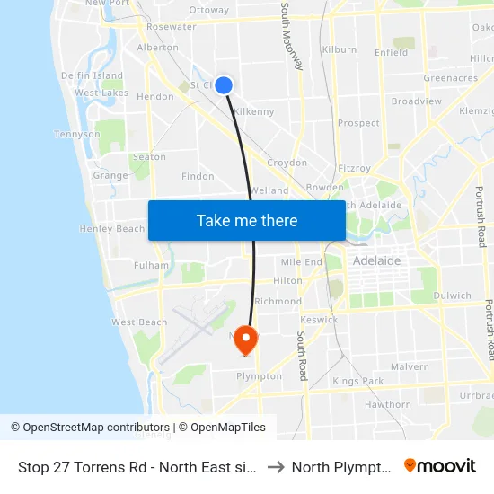 Stop 27 Torrens Rd - North East side to North Plympton map