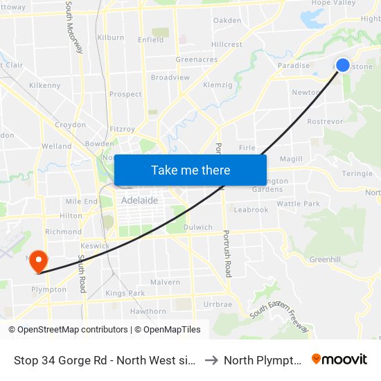 Stop 34 Gorge Rd - North West side to North Plympton map