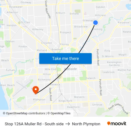 Stop 126A Muller Rd - South side to North Plympton map