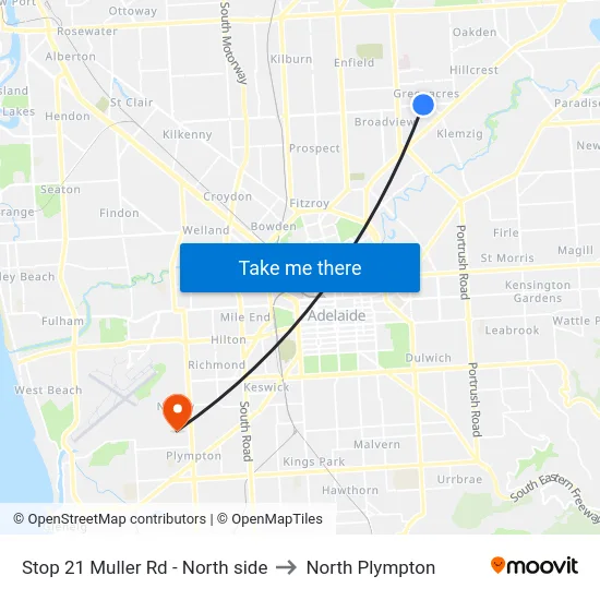 Stop 21 Muller Rd - North side to North Plympton map