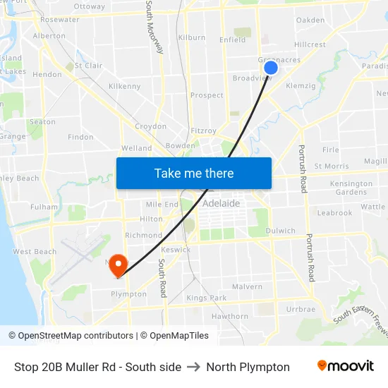 Stop 20B Muller Rd - South side to North Plympton map