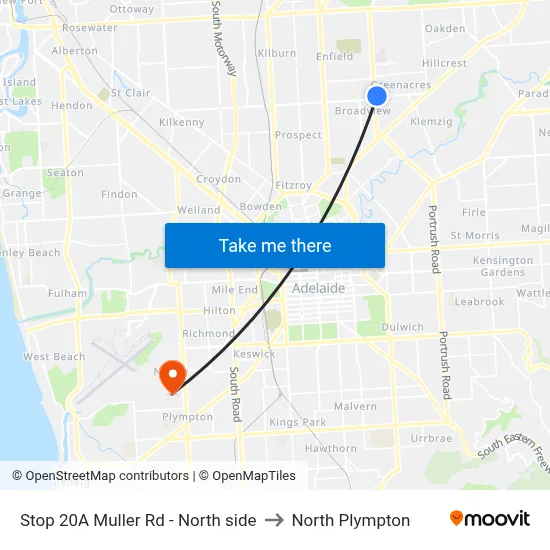 Stop 20A Muller Rd - North side to North Plympton map