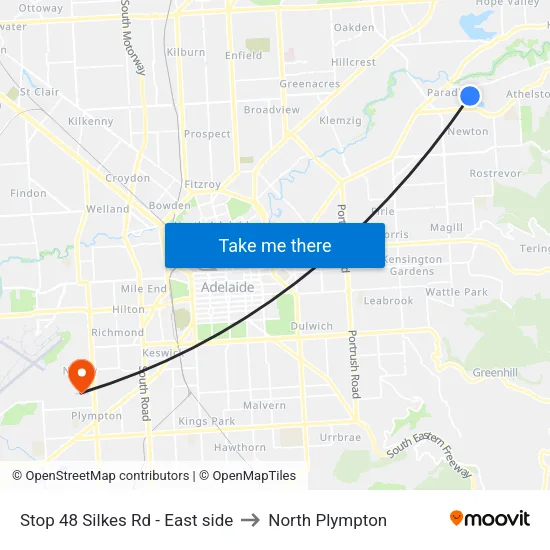 Stop 48 Silkes Rd - East side to North Plympton map