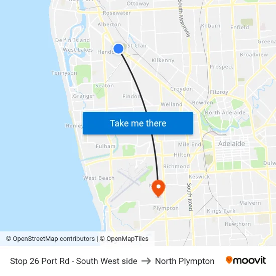 Stop 26 Port Rd - South West side to North Plympton map