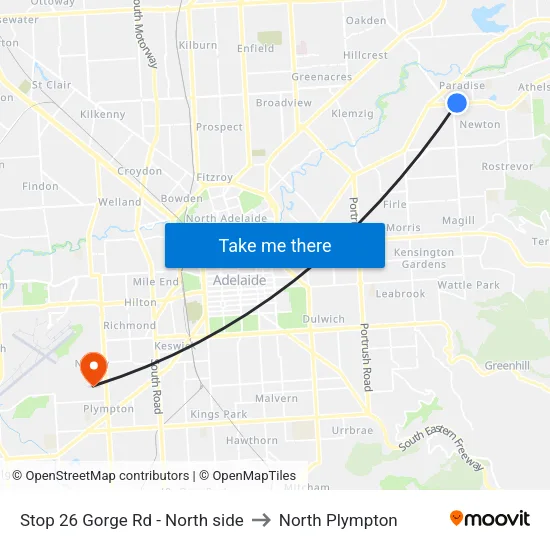 Stop 26 Gorge Rd - North side to North Plympton map