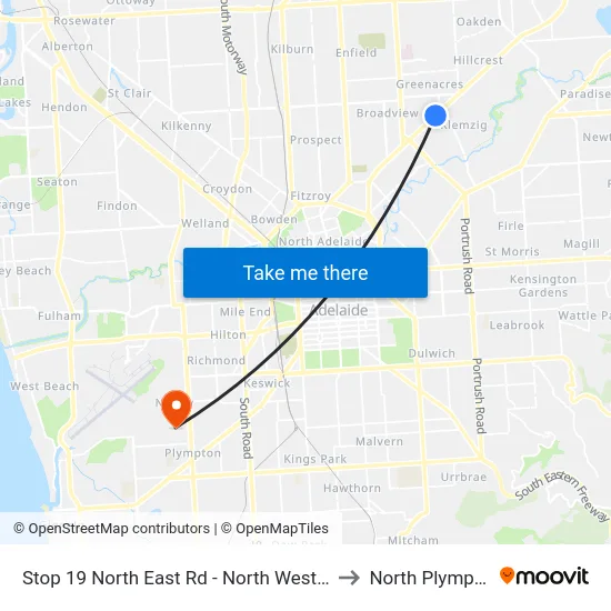 Stop 19 North East Rd - North West side to North Plympton map