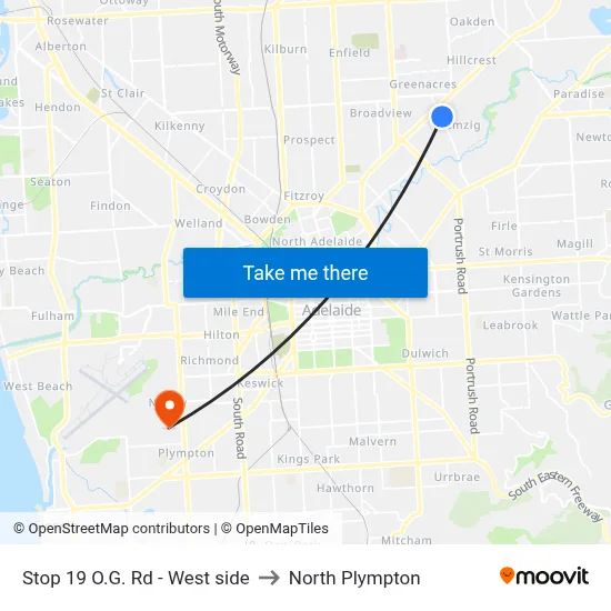 Stop 19 O.G. Rd - West side to North Plympton map