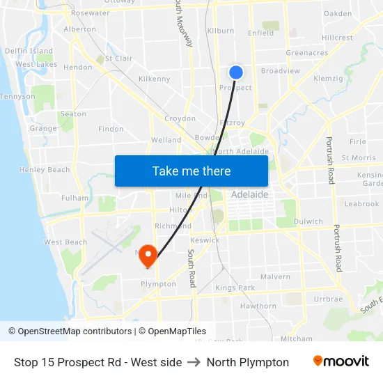 Stop 15 Prospect Rd - West side to North Plympton map
