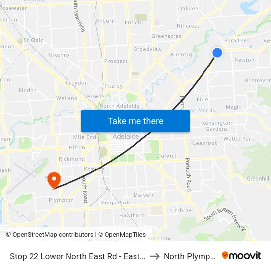 Stop 22 Lower North East Rd - East side to North Plympton map