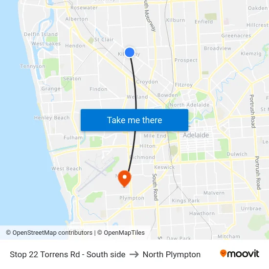 Stop 22 Torrens Rd - South side to North Plympton map