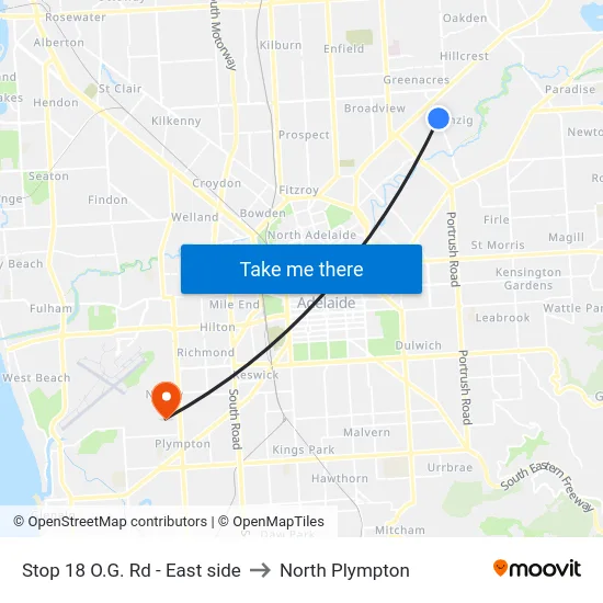 Stop 18 O.G. Rd - East side to North Plympton map