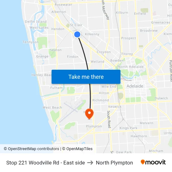 Stop 221 Woodville Rd - East side to North Plympton map