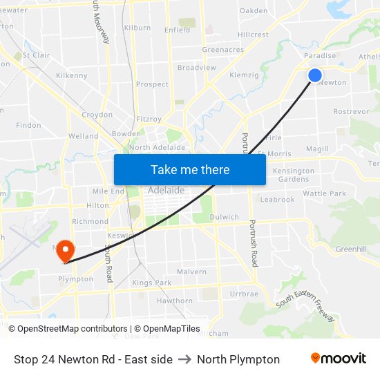 Stop 24 Newton Rd - East side to North Plympton map