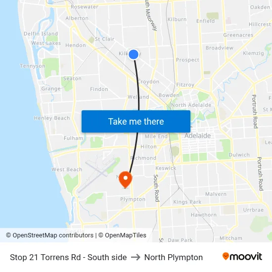 Stop 21 Torrens Rd - South side to North Plympton map