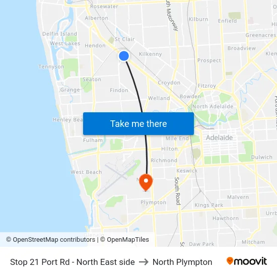 Stop 21 Port Rd - North East side to North Plympton map