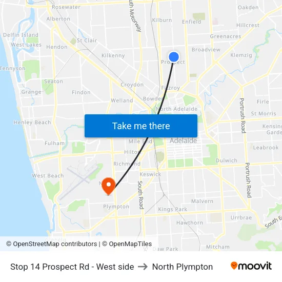 Stop 14 Prospect Rd - West side to North Plympton map