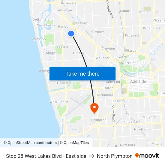 Stop 28 West Lakes Blvd - East side to North Plympton map
