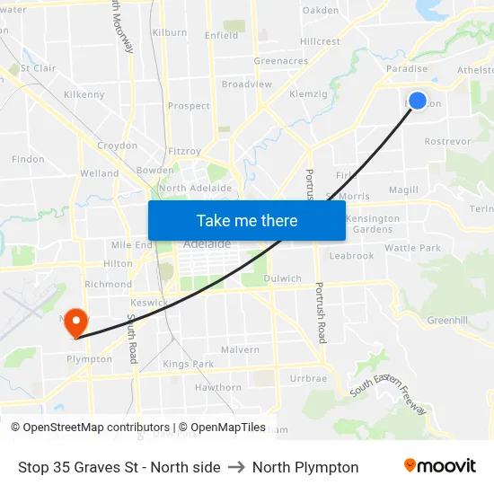 Stop 35 Graves St - North side to North Plympton map