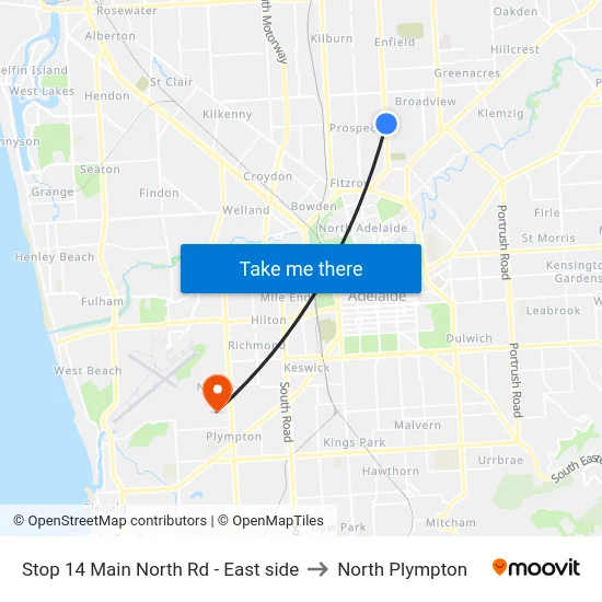 Stop 14 Main North Rd - East side to North Plympton map