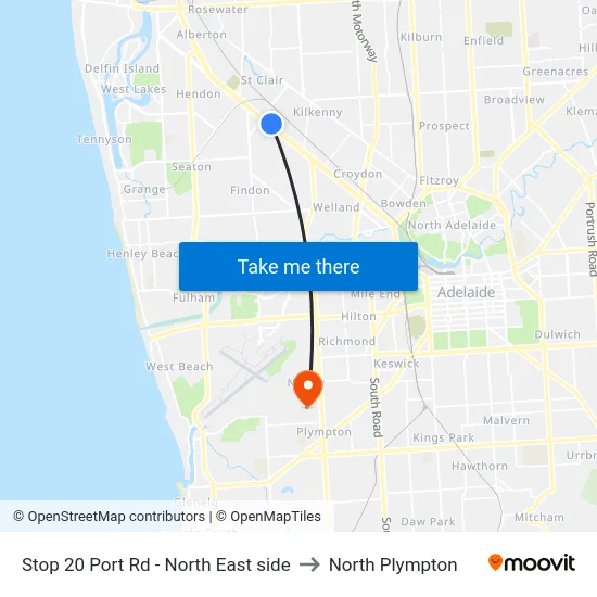 Stop 20 Port Rd - North East side to North Plympton map