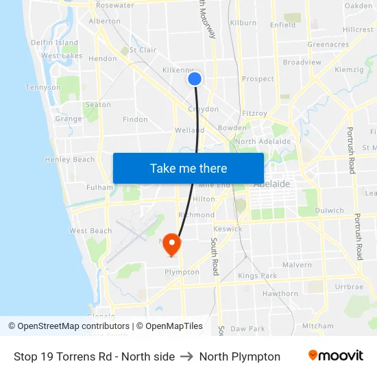 Stop 19 Torrens Rd - North side to North Plympton map
