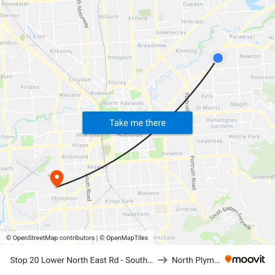 Stop 20 Lower North East Rd - South East side to North Plympton map