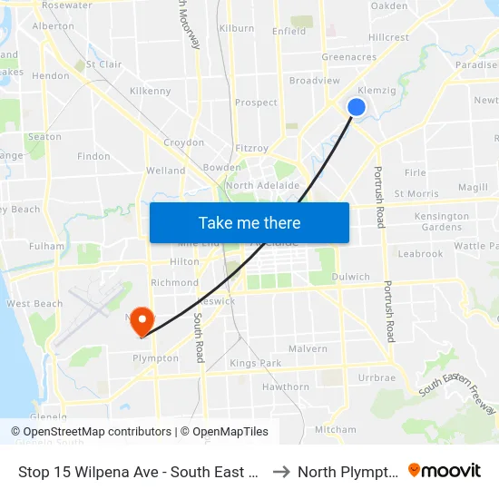 Stop 15 Wilpena Ave - South East side to North Plympton map