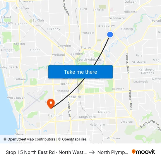 Stop 15 North East Rd - North West side to North Plympton map
