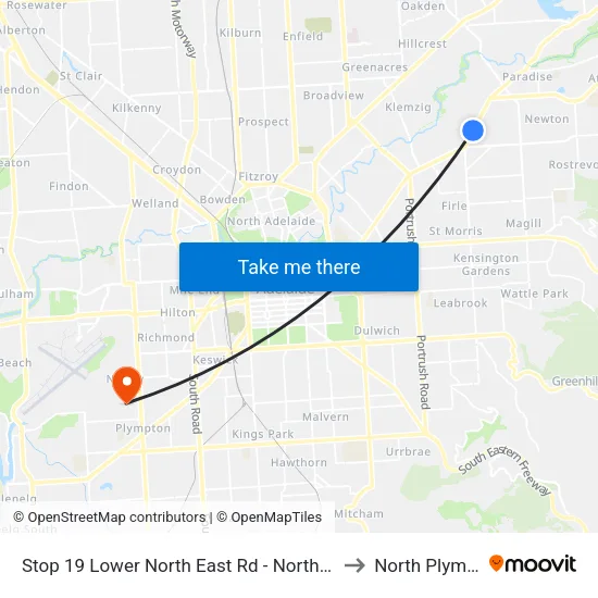 Stop 19 Lower North East Rd - North West side to North Plympton map