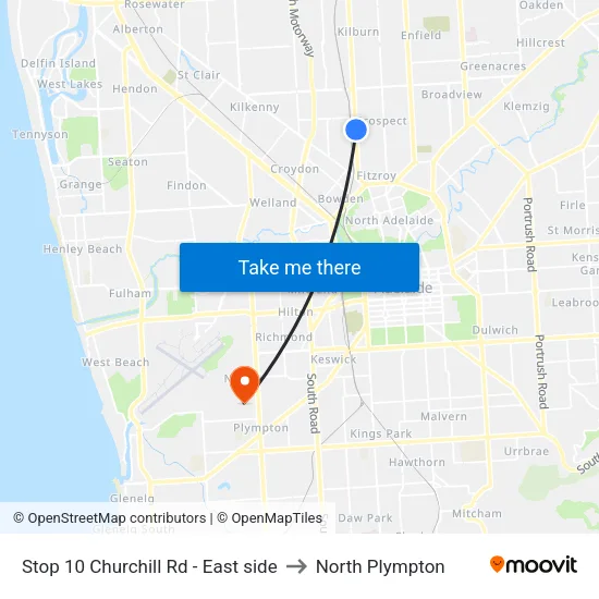 Stop 10 Churchill Rd - East side to North Plympton map