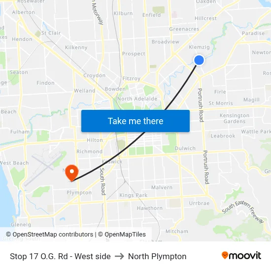 Stop 17 O.G. Rd - West side to North Plympton map