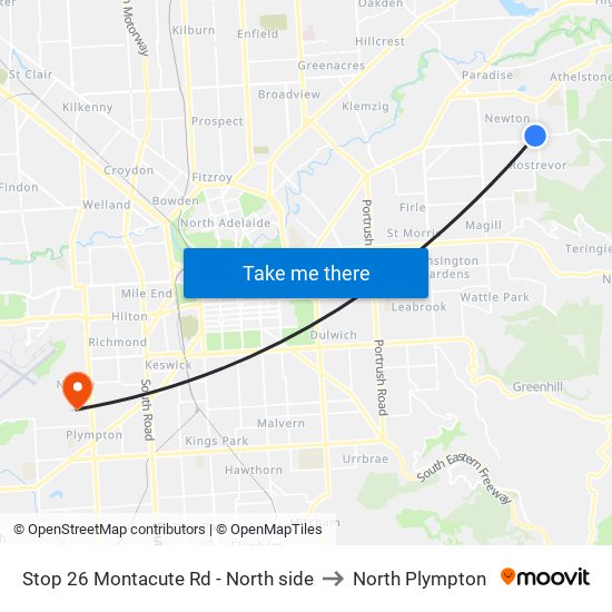 Stop 26 Montacute Rd - North side to North Plympton map