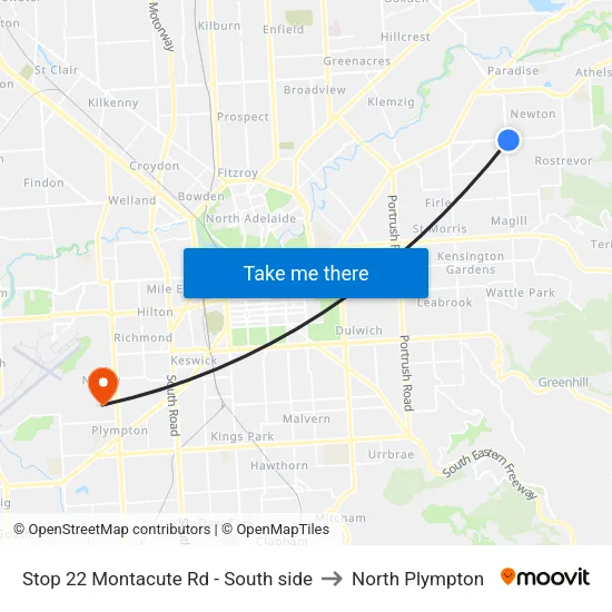 Stop 22 Montacute Rd - South side to North Plympton map