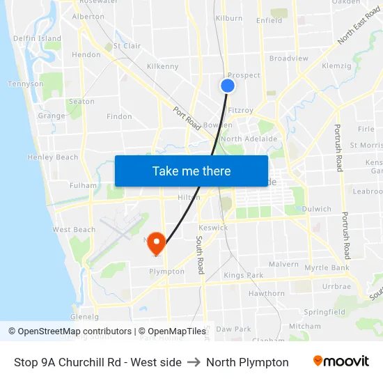 Stop 9A Churchill Rd - West side to North Plympton map