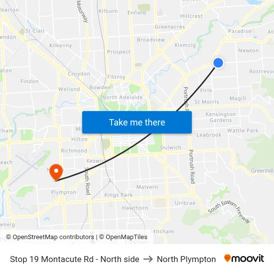 Stop 19 Montacute Rd - North side to North Plympton map