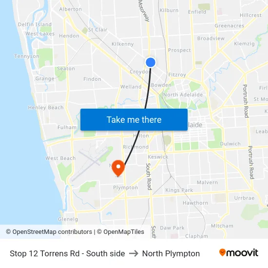 Stop 12 Torrens Rd - South side to North Plympton map