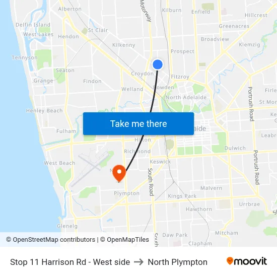 Stop 11 Harrison Rd - West side to North Plympton map