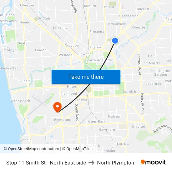 Stop 11 Smith St - North East side to North Plympton map