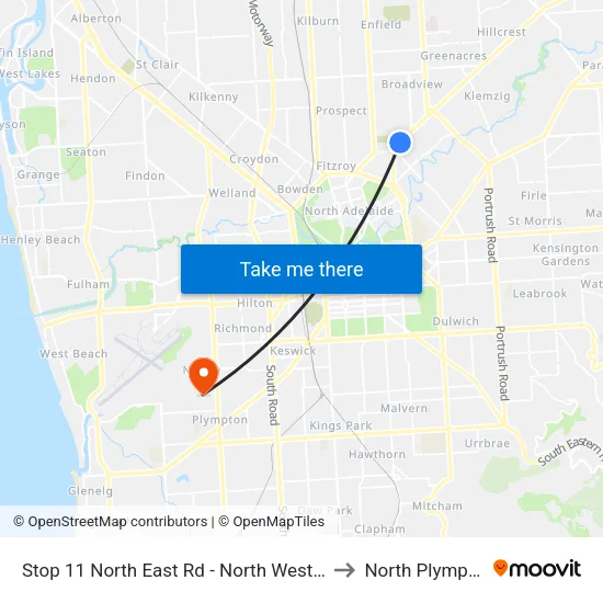 Stop 11 North East Rd - North West side to North Plympton map