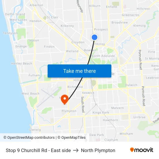 Stop 9 Churchill Rd - East side to North Plympton map