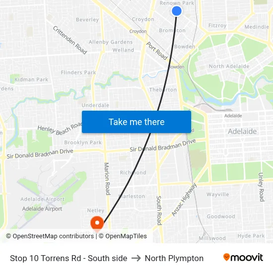 Stop 10 Torrens Rd - South side to North Plympton map