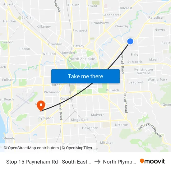 Stop 15 Payneham Rd - South East side to North Plympton map