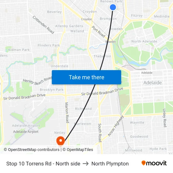 Stop 10 Torrens Rd - North side to North Plympton map